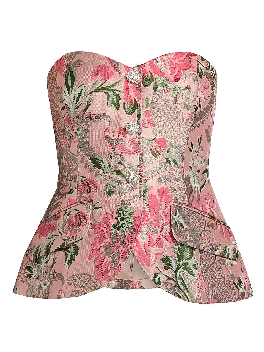 Women's Wes Floral Jacquard Strapless Vest - Jacquard - Size 12