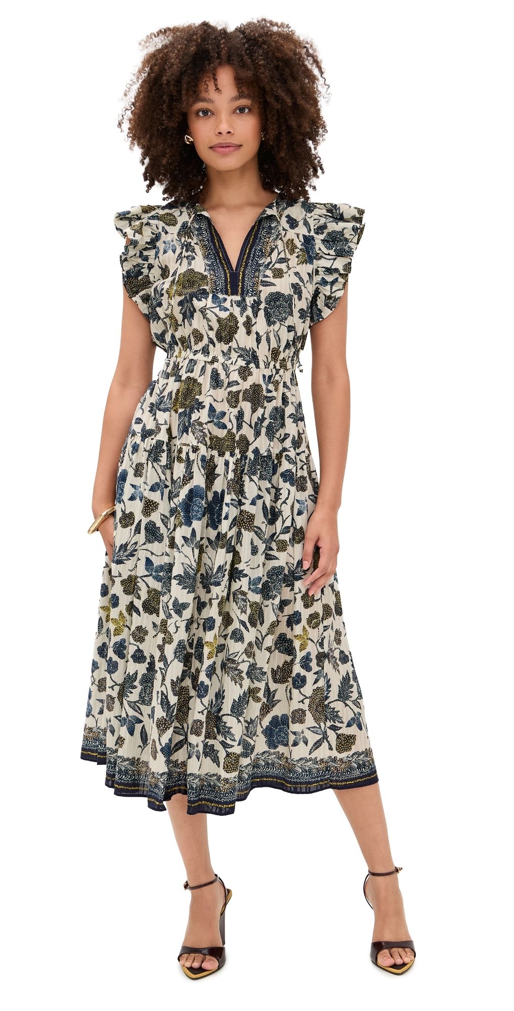 Ulla Johnson Kairi Flutter Sleeve Midi Dress Porcelain 2