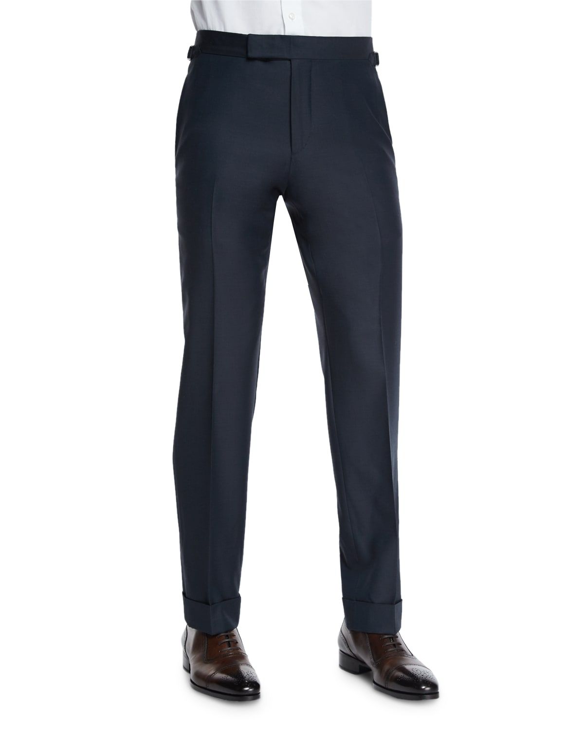 O & apos;Connor Base Flat-Front Sharkskin Trousers