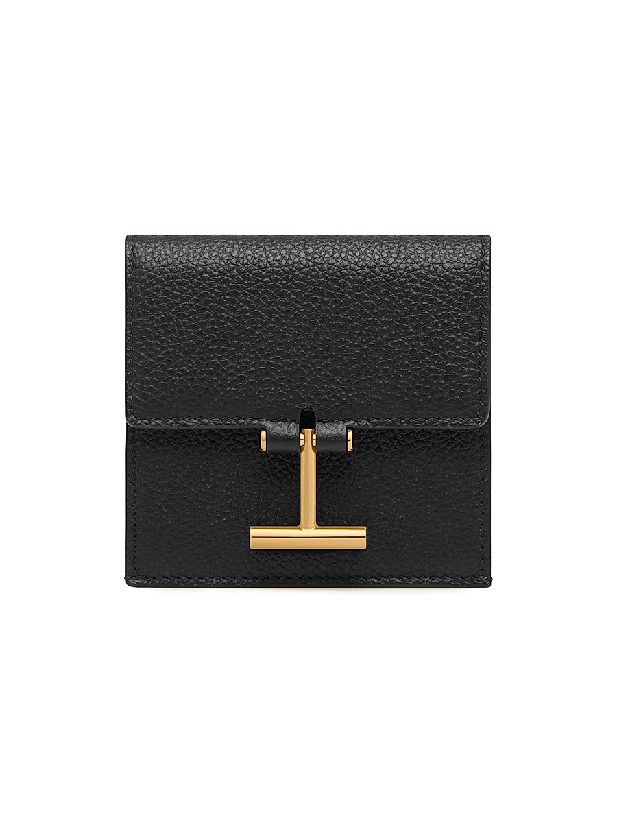 Women's Tara Grain Leather Card Holder - Black