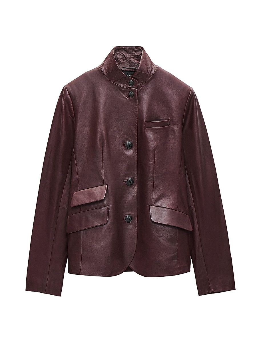 Women's Slade Leather Blazer - Burgundy - Size 12