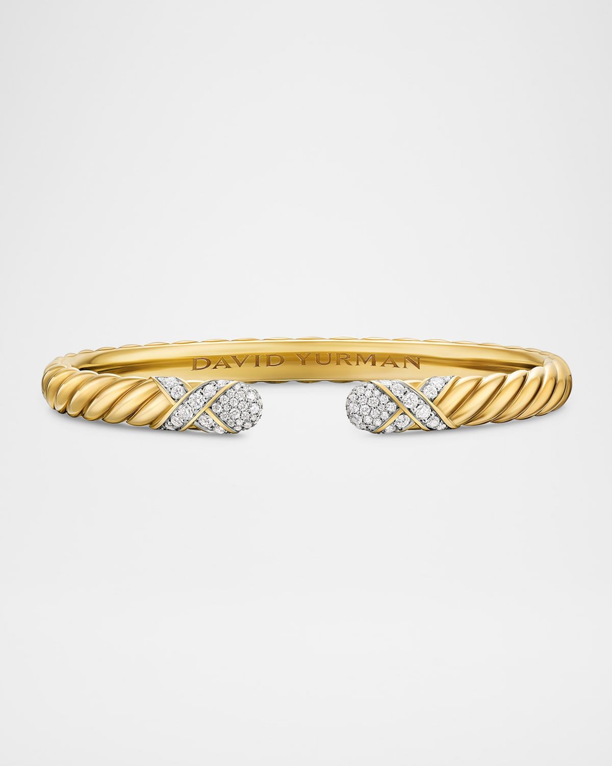 Sculpted Cable X Bracelet with Diamonds in 18K Gold