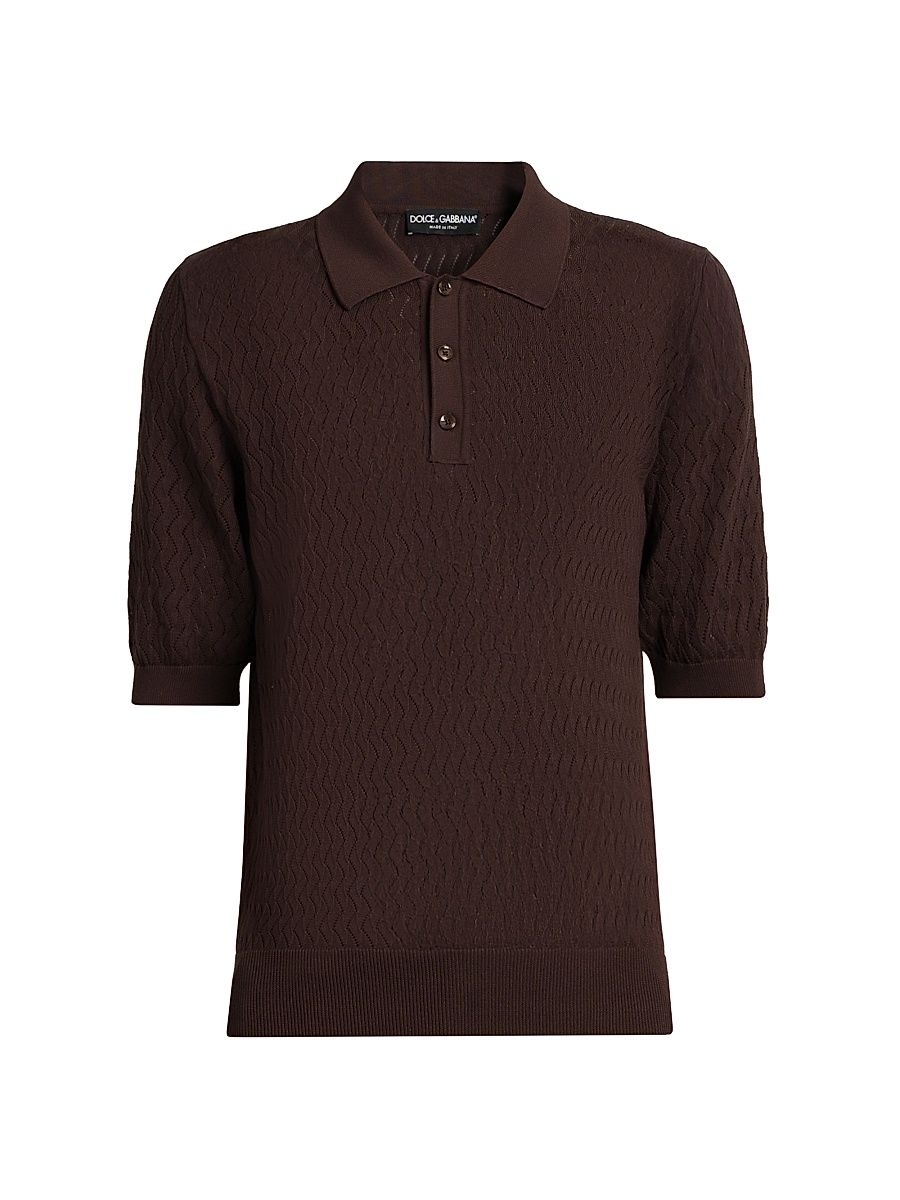 Men's Knit Polo Shirt - Marrone - Size 44