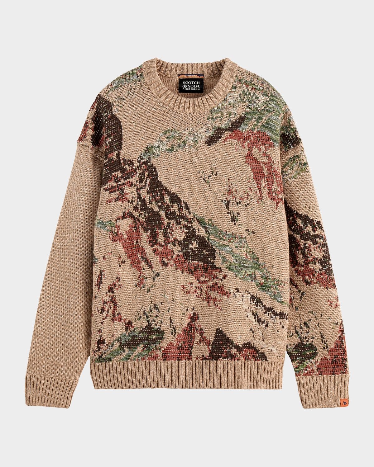 Men & apos;s Mountain Jacquard Loose Knit Sweater