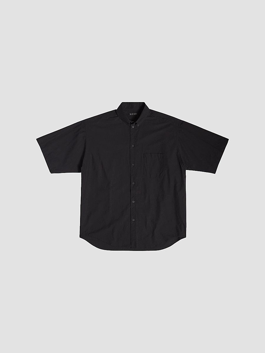 Balenciaga Men's Crypto Short Sleeve Shirt Large Fit - Black - Size 15.5