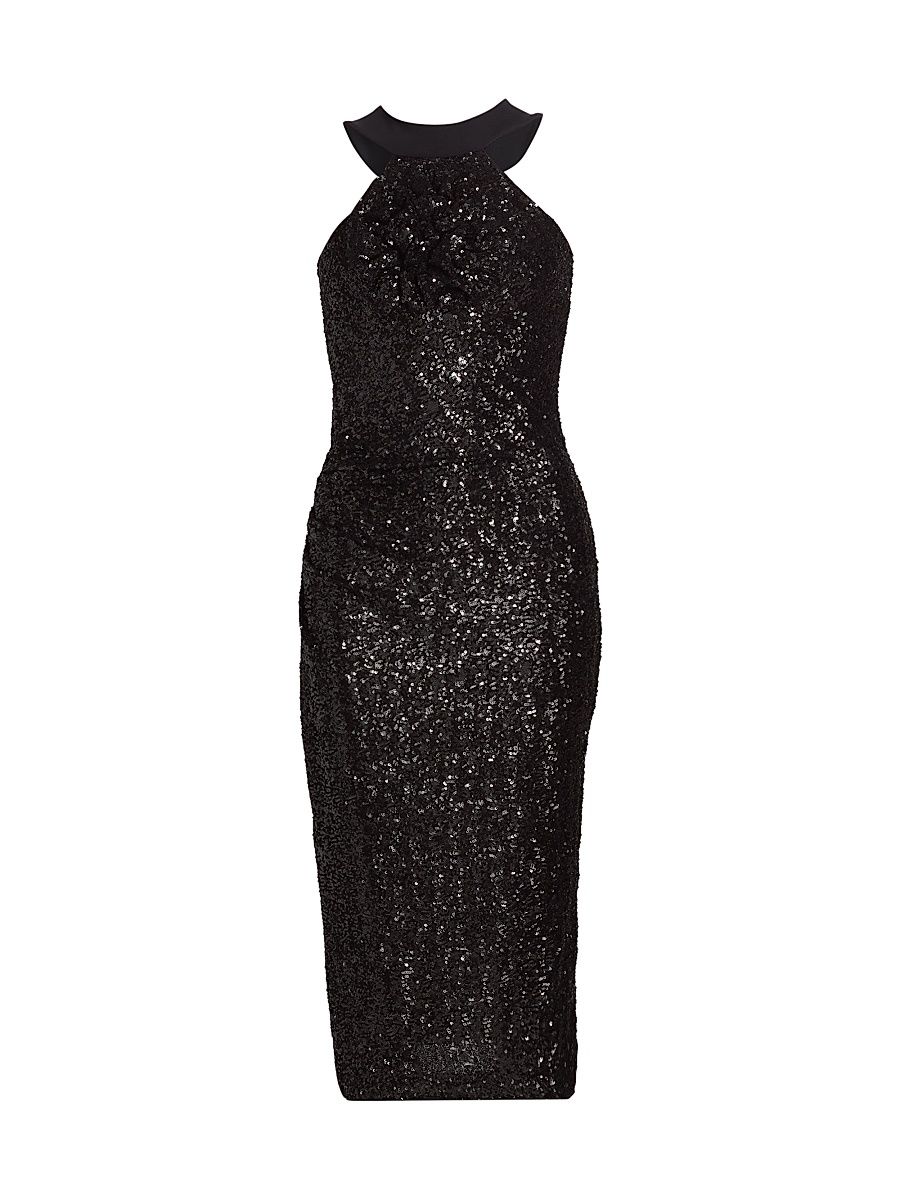 Women's Akike Sequined Halter Cocktail Dress - Nero - Size 18