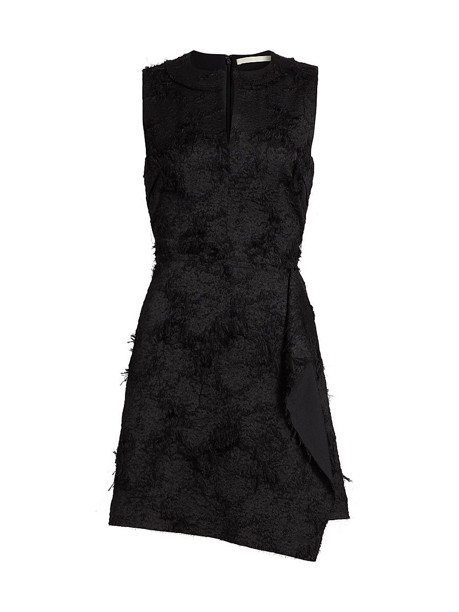 Women's Frayed Cotton Jacquard Minidress - Black - Size 10