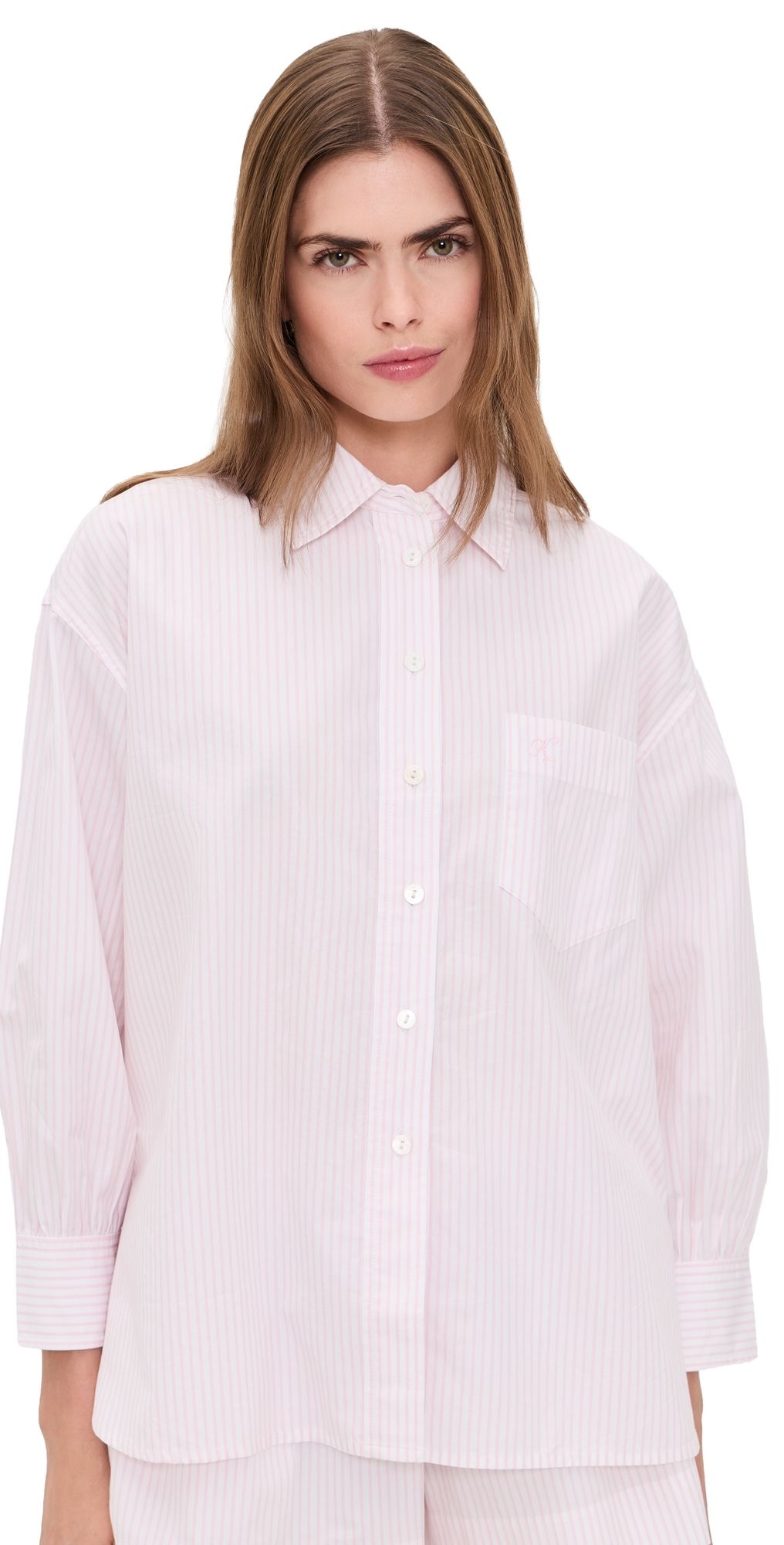 Suzie Kondi Kappa Button-Up Shirt Blush Stripe XS