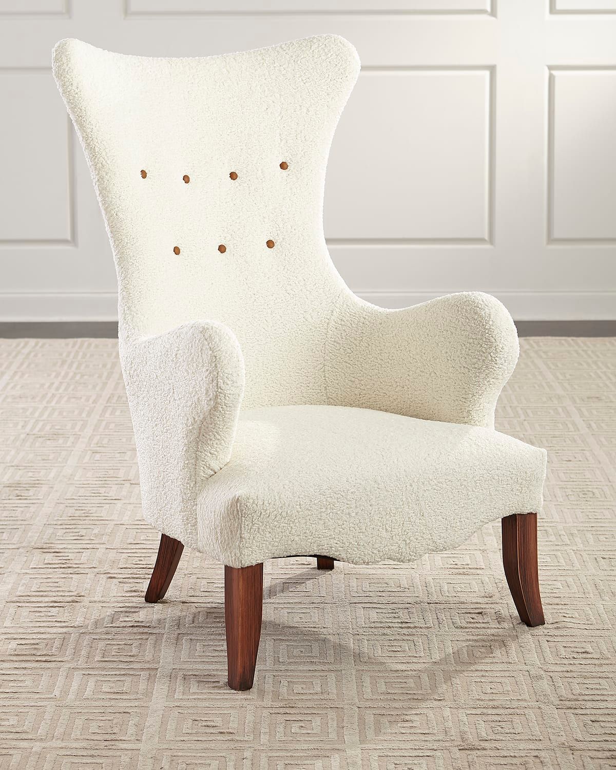 Ariana Faux Sheepskin Wing Chair