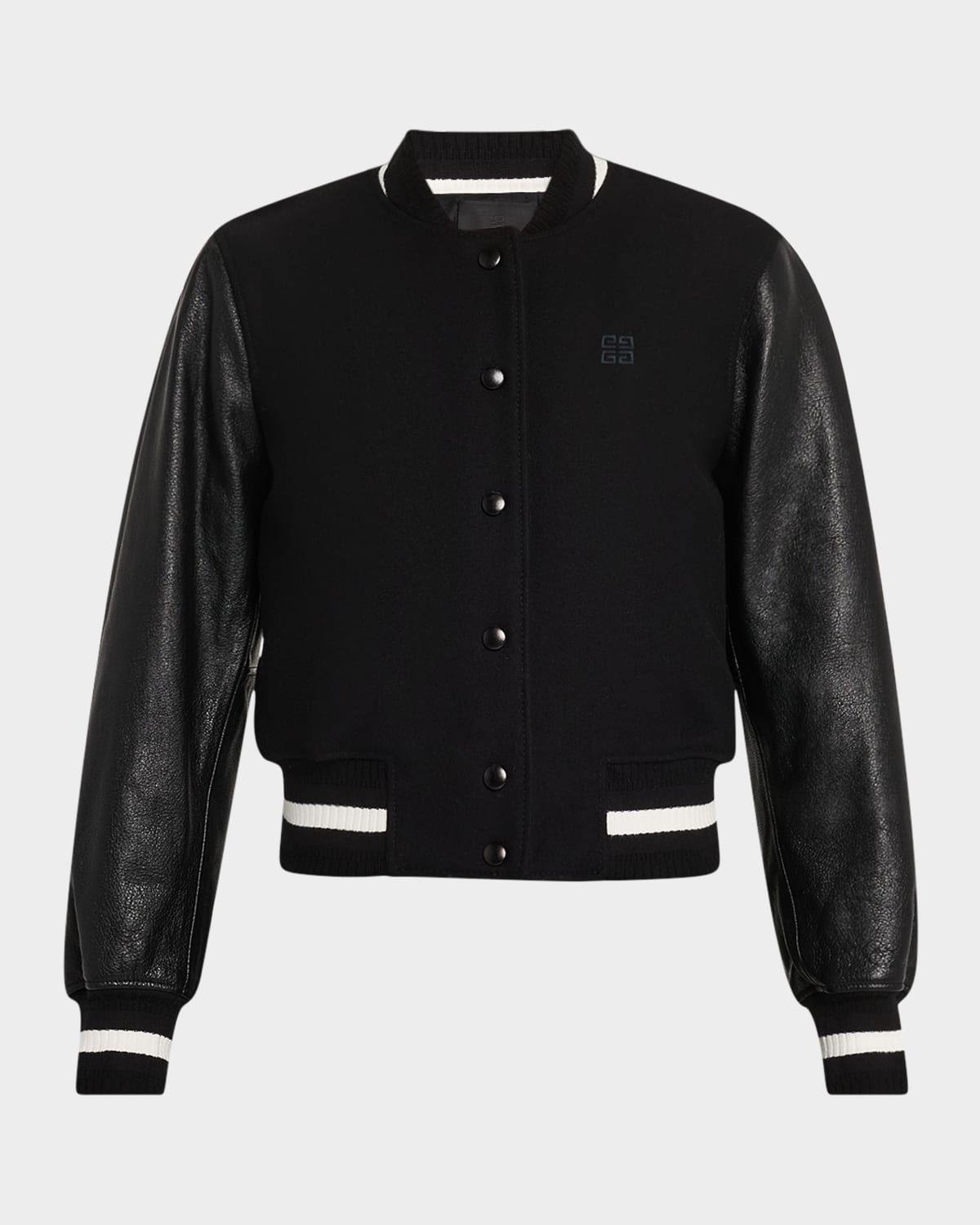 Leather-Sleeve Varsity Jacket