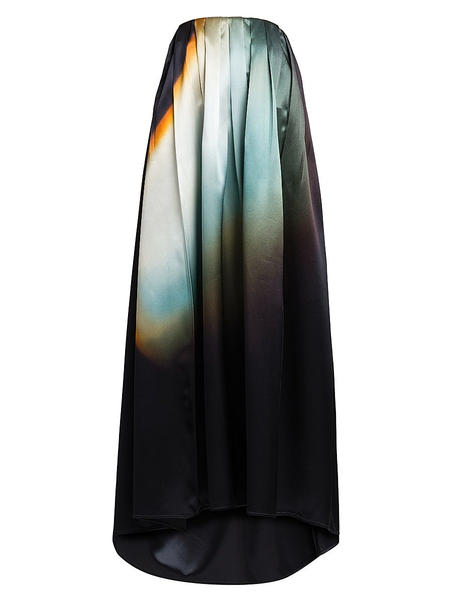 Women's Satin Pleated Strapless Gown - Dark Sky - Size 8