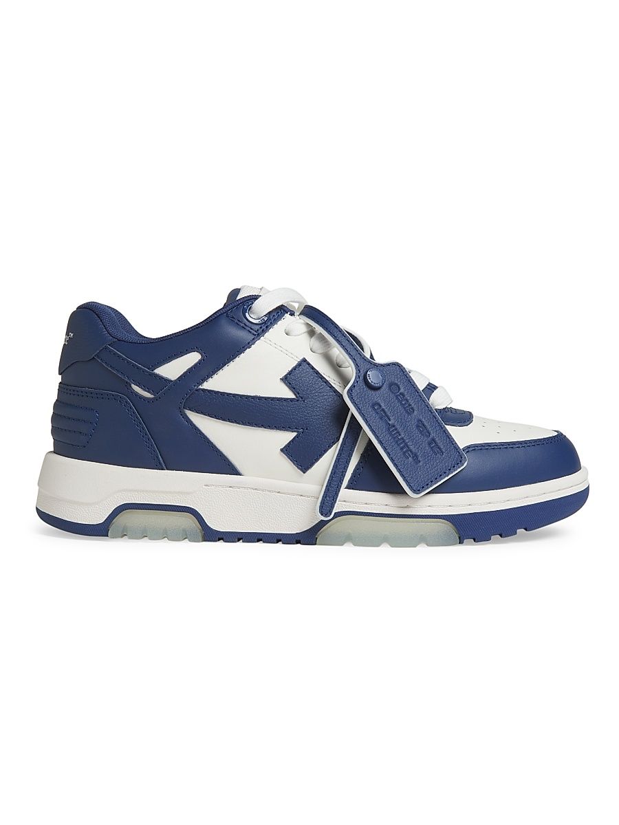 Men's Out Of Office Leather Sneakers - Dark Blue White - Size 15