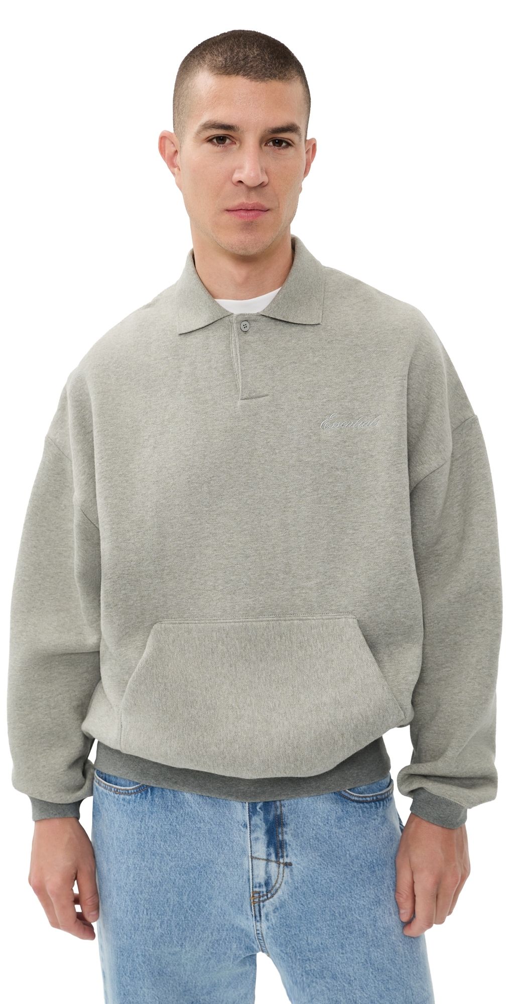 Fear of God Signature 90s Polo Sweatshirt Concrete Heather/Dark Concrete XL