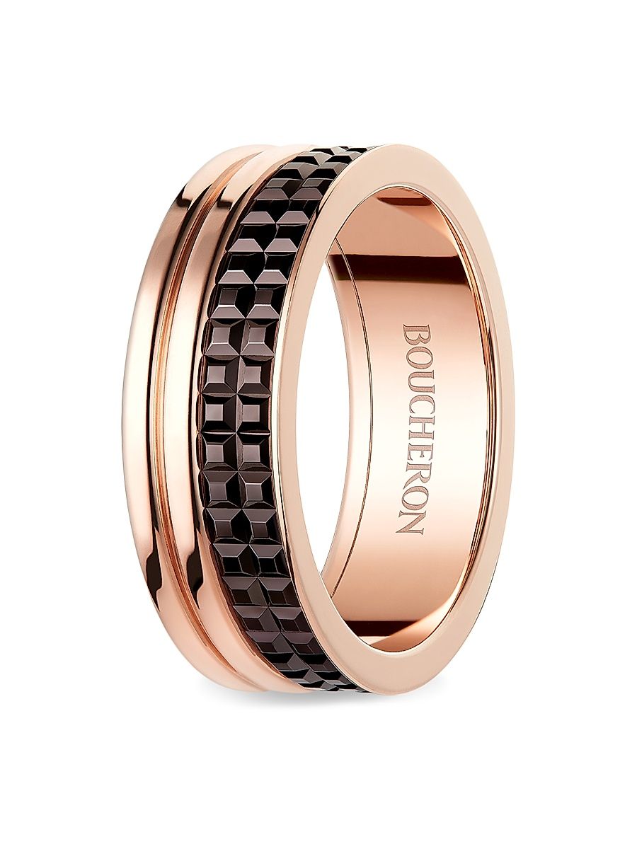 Women's Quatre Classique Two-Tone 18K Gold & Brown PVD Large Wedding Band - Pink Gold - Size 8.75