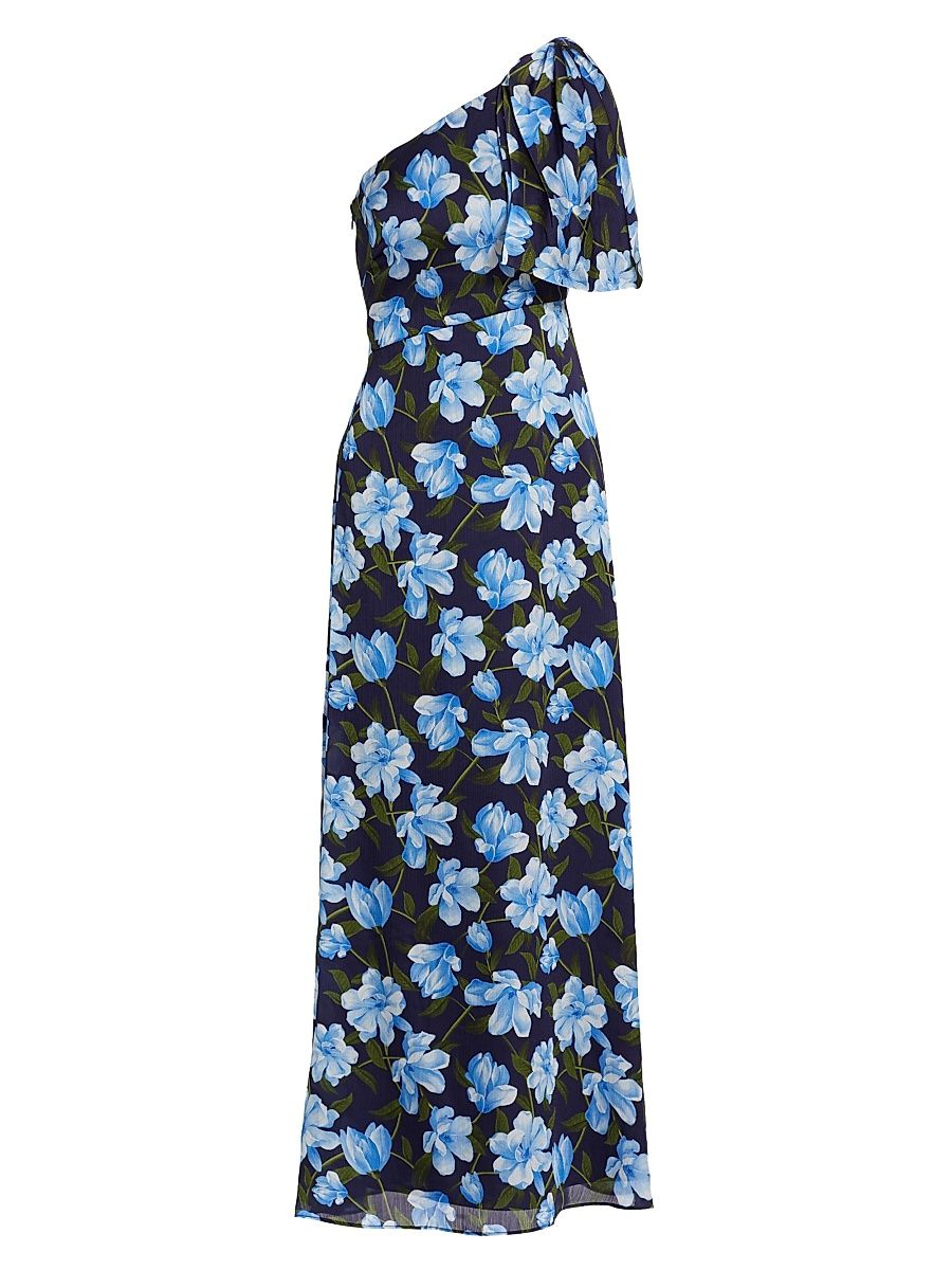Women's Chelsea One-Shoulder Gown - Ocean Blue Magnolia - Size 8