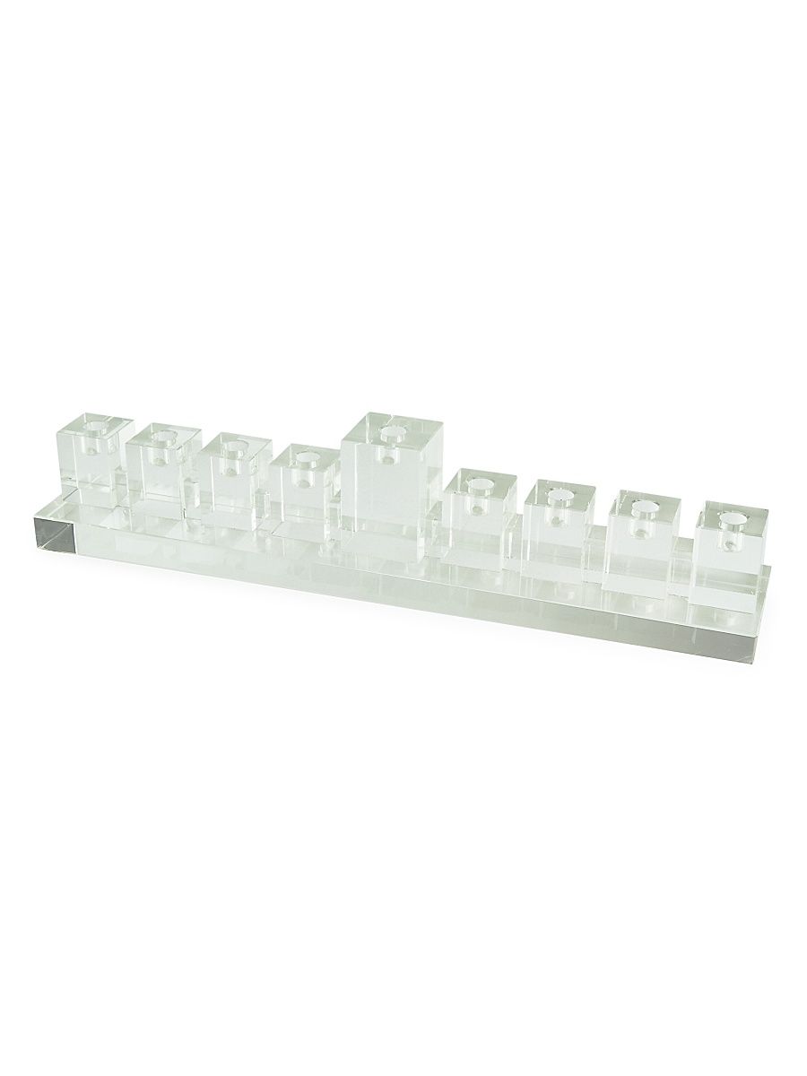 Clear Crystal Menorah - Blue