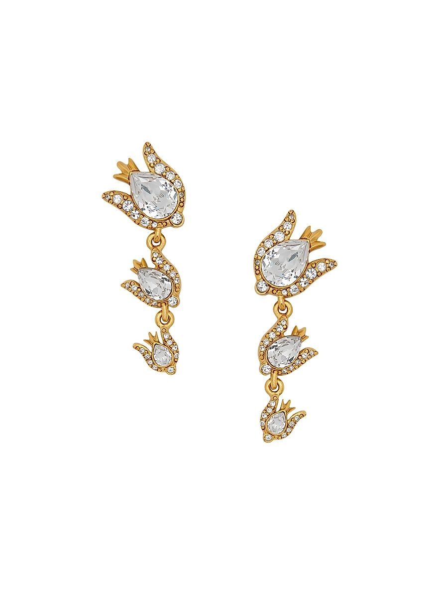 Women's Goldtone & Glass Crystal Rose Triple-Drop Earrings - Crystal