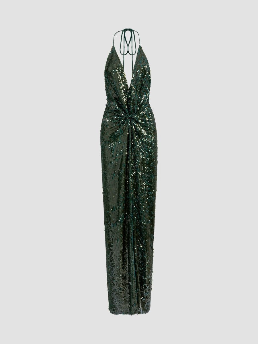Silvia Tcherassi Women's Rowan Sequined Column Gown - Green - Size XL