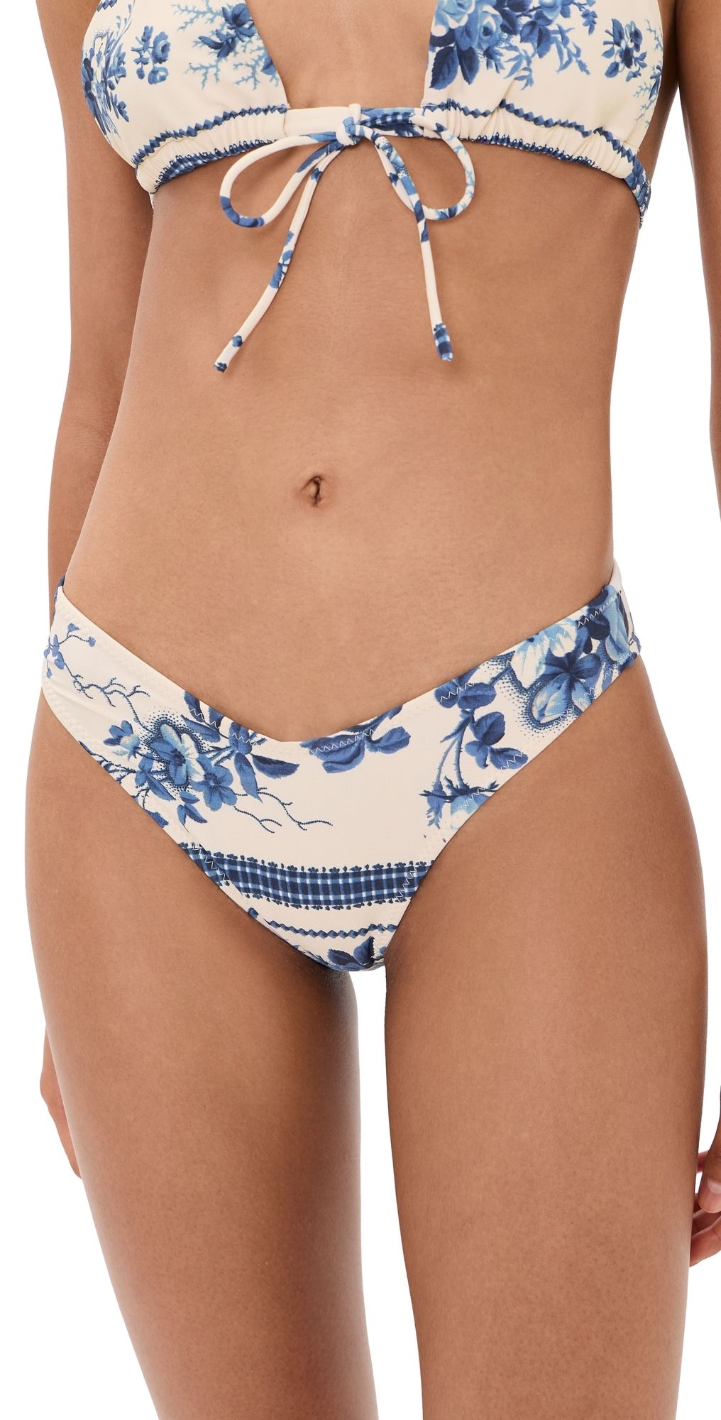 Montce Blue Toile Stripe Lulu Bikini Bottoms Blue Toile Stripe M