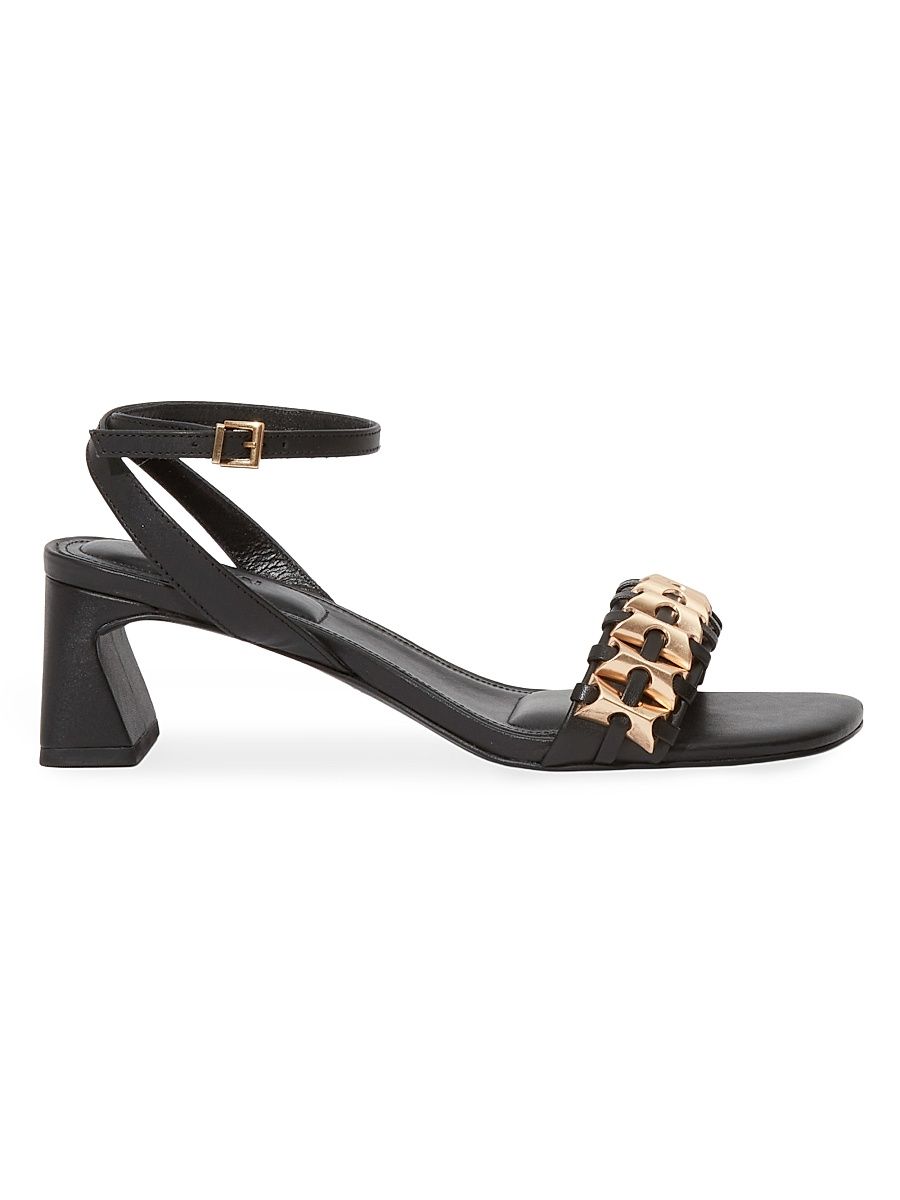 Women's Faye 50MM Embellished Leather Sandals - Black - Size 11