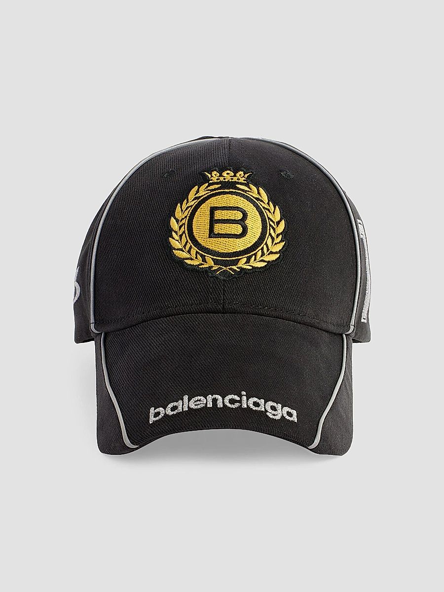Balenciaga Men's Naval Crest Cotton Cap - Black - Size Large