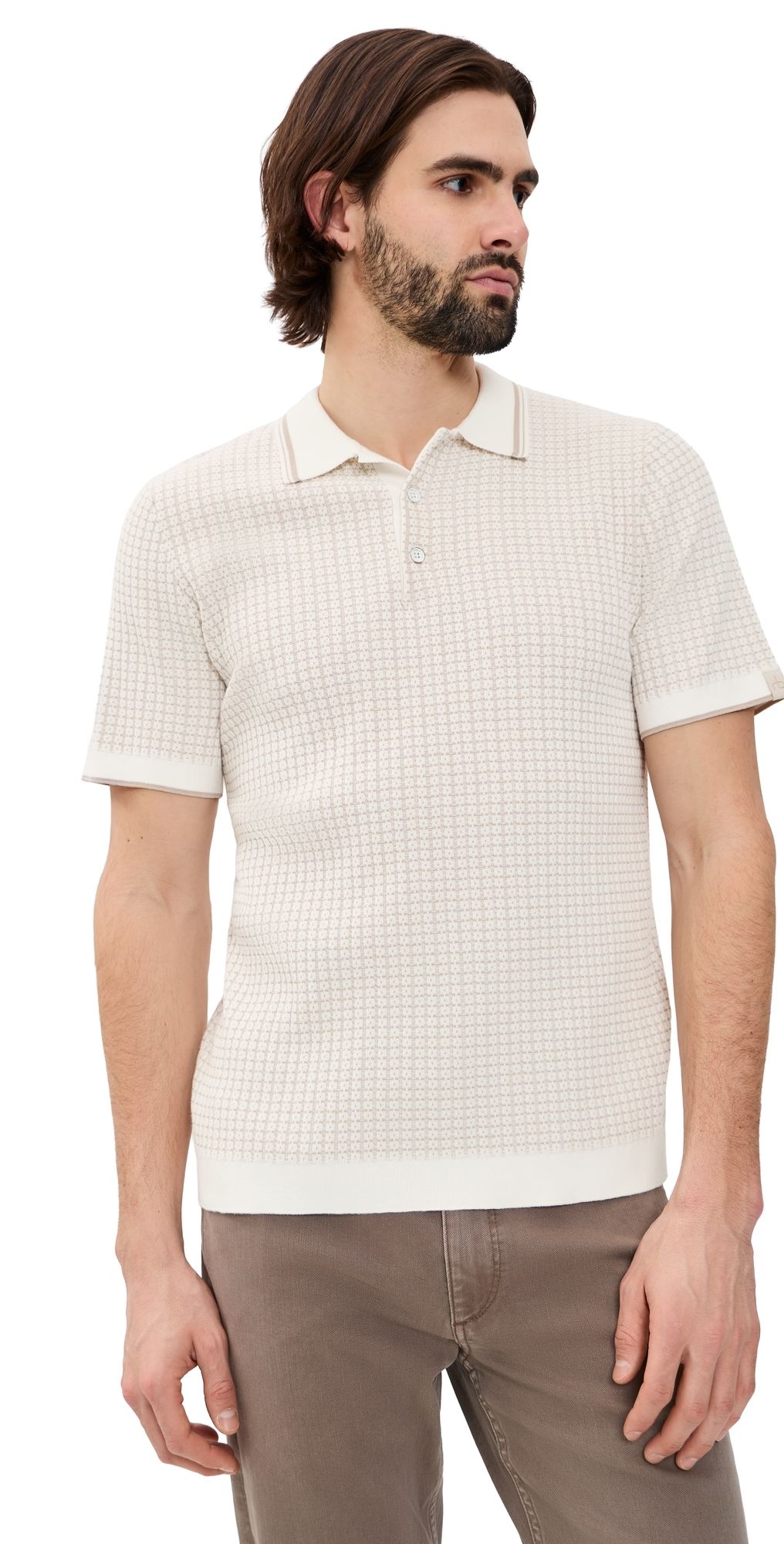 rag & bone Harvey Rib Polo Chalk XXL
