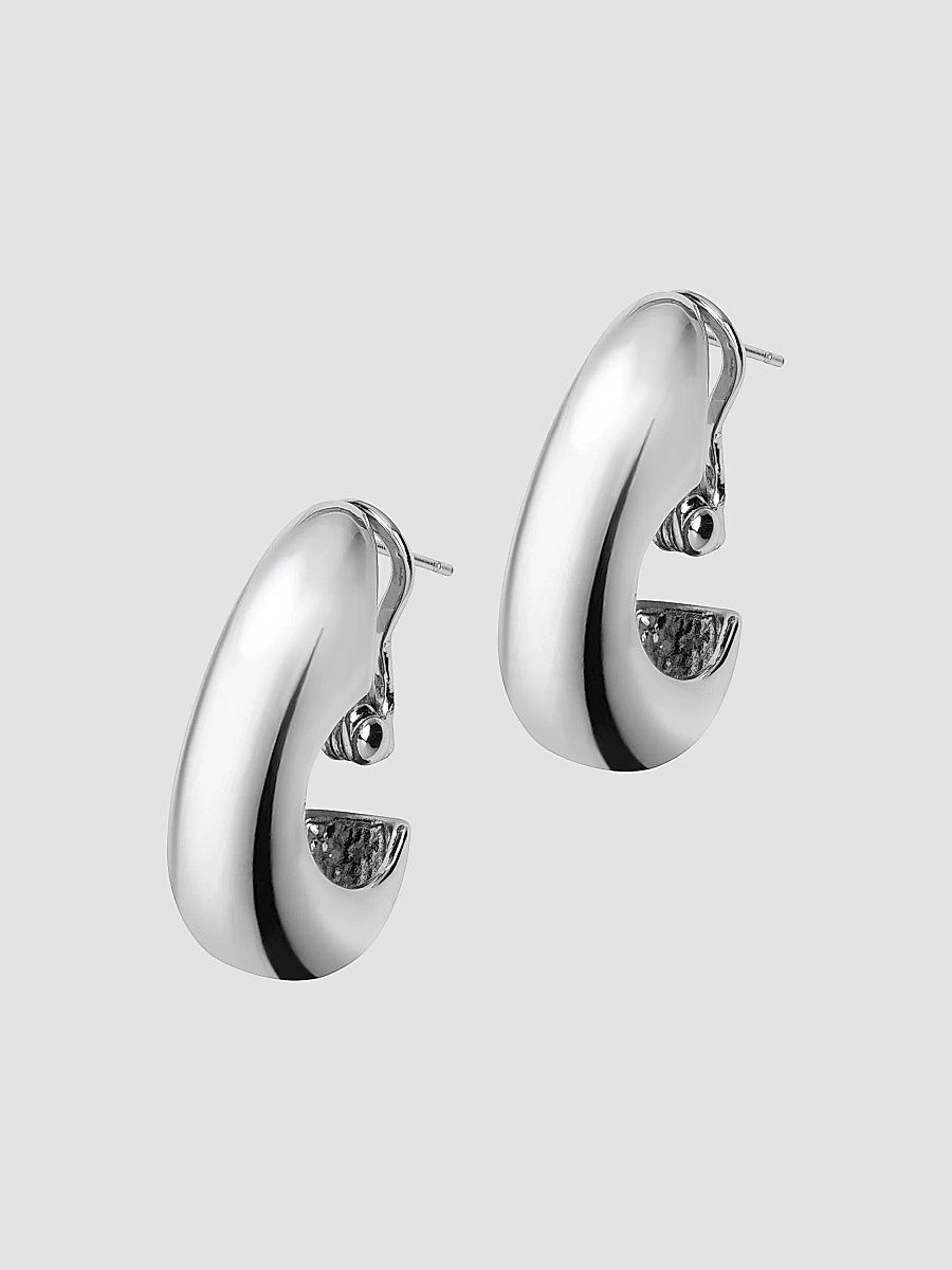 Jennifer Behr Women's The Modern Deco Miral 18K-Gold-Plated Or Silvertone Oval Earrings - Silver