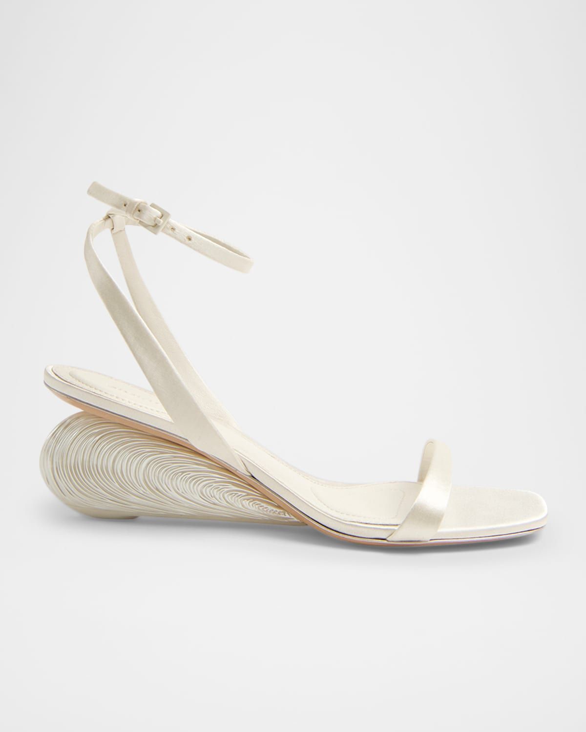 65mm Bridget Satin Oyster Wedge Sandals