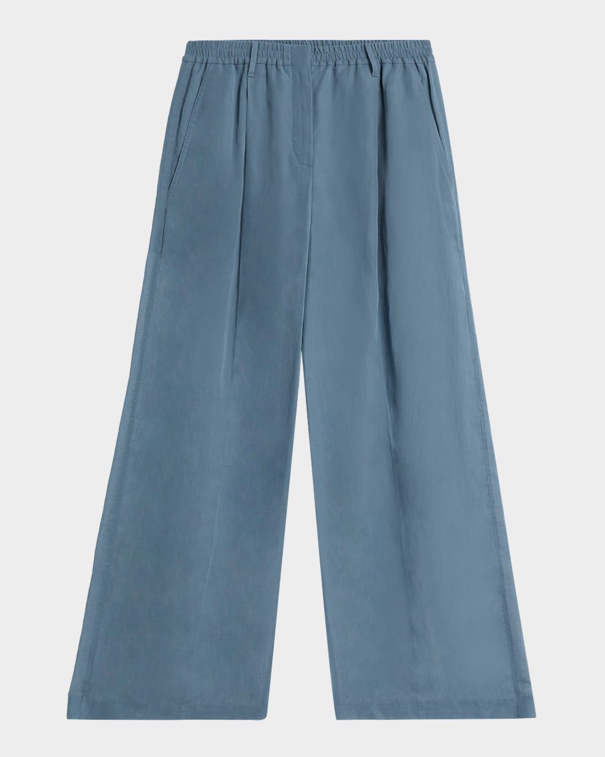 Monili-Trim Cotton Organza Wide-Leg Track Pants