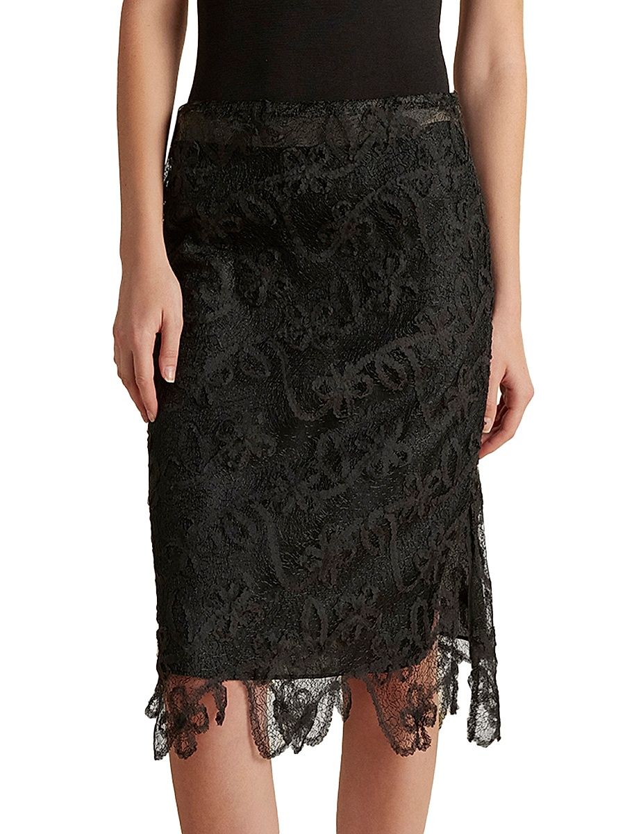 Women's Lace Tubino Skirt - Black - Size 10