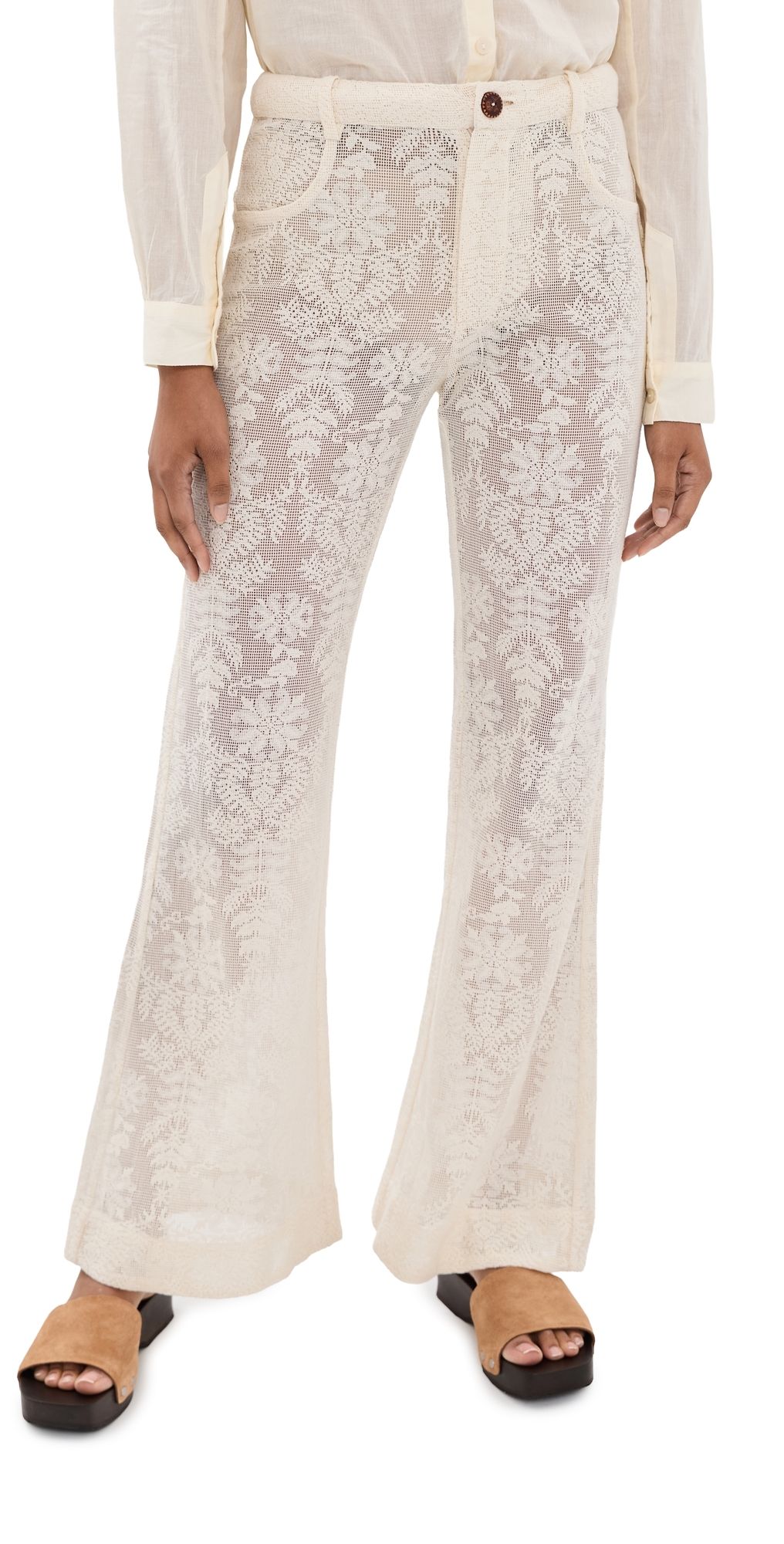 Alix of Bohemia Bunny Pearl Lace Lattice Pants Off-White 0