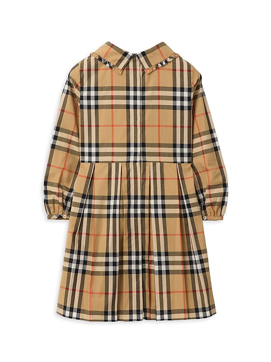 Little Girl's & Girl's Check Smocked Dress - Sand Check - Size 8