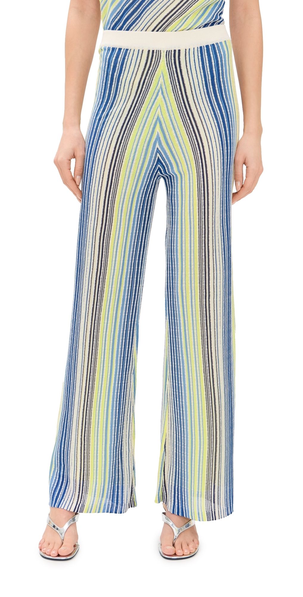 Line & Dot Kit Striped Knit Pants Blue Multi M