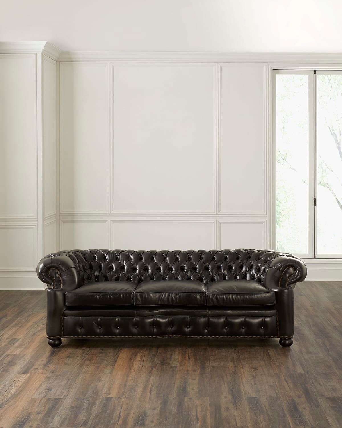 Rips Leather Chesterfield Sofa, 99.5"