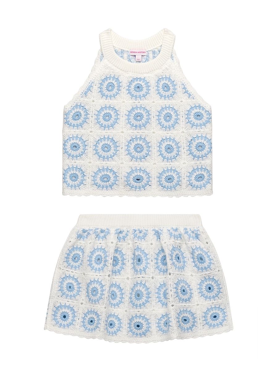 Girl's Crochet Tank & Skort Set - Vanilla Combo - Size 14