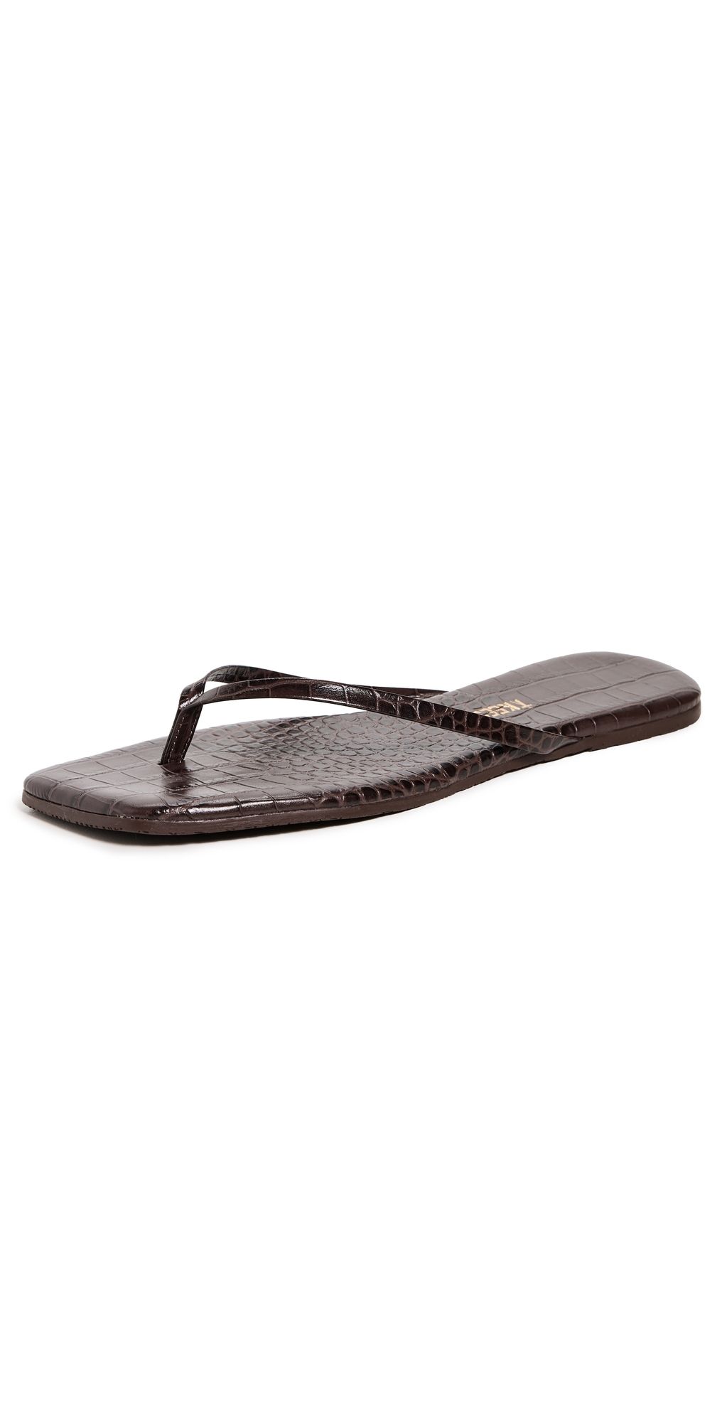 TKEES Square Toe Lily Flip Flops Carob Croc 10