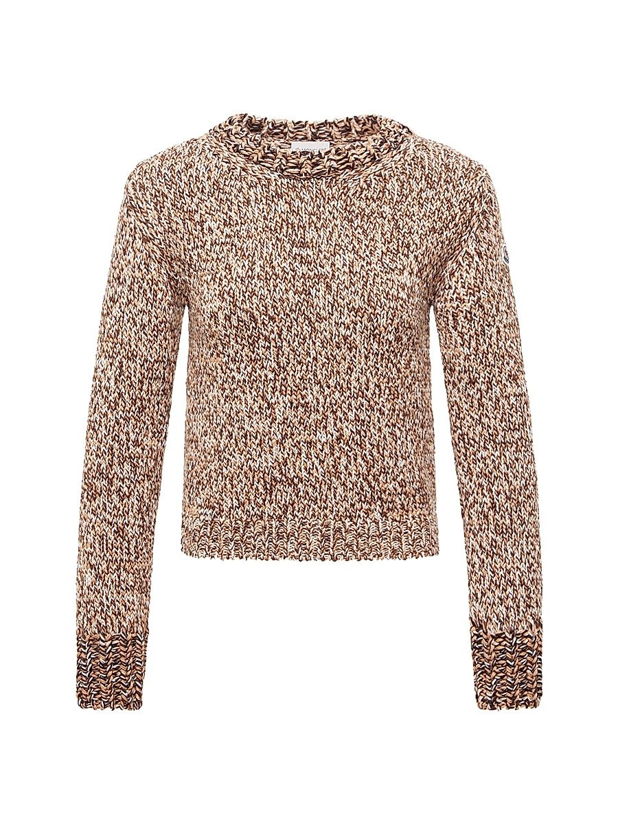 Women's Crewneck Sweater in Mouline Wool - Brown - Size Large