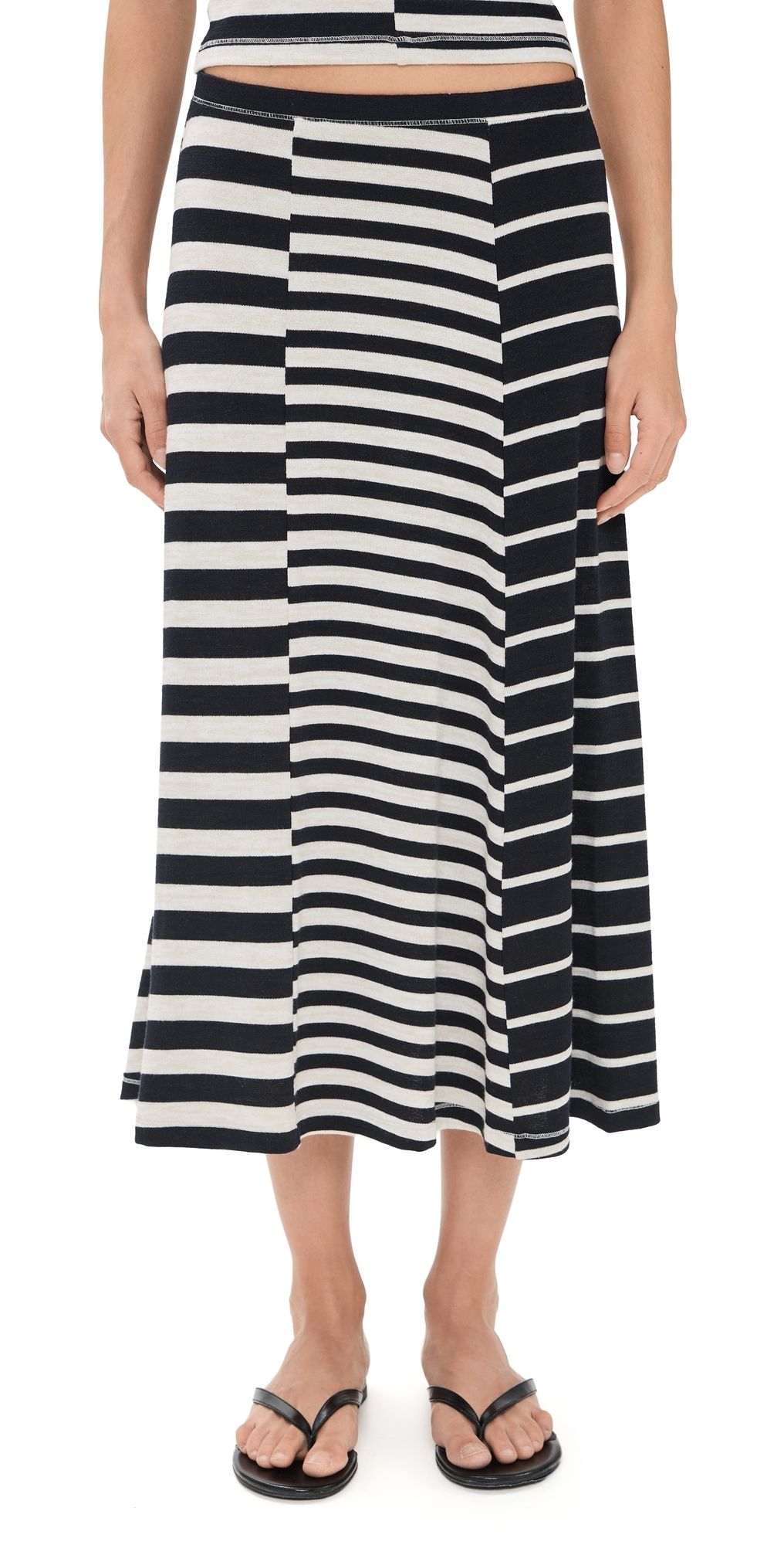 rag & bone The Knit Mixed Stripe Skirt salmt M