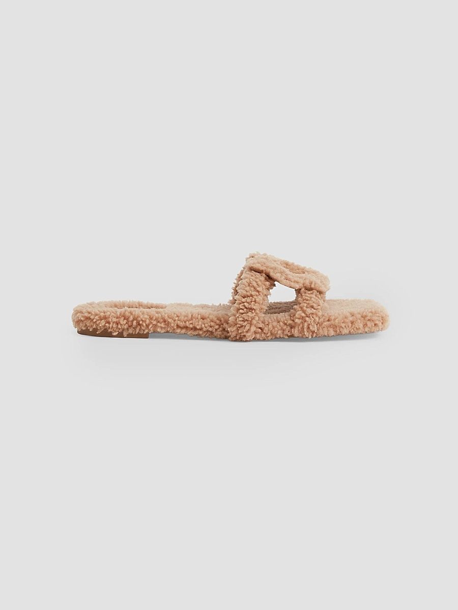 Women's Monogram Shearling Sandals - Light Camel - Size 11
