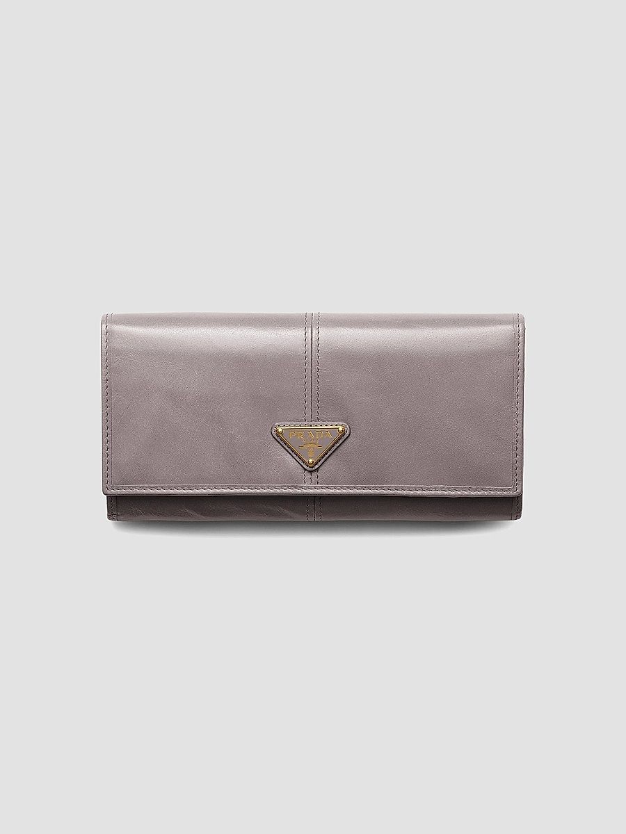 Prada Women's Large Leather Wallet - Grey