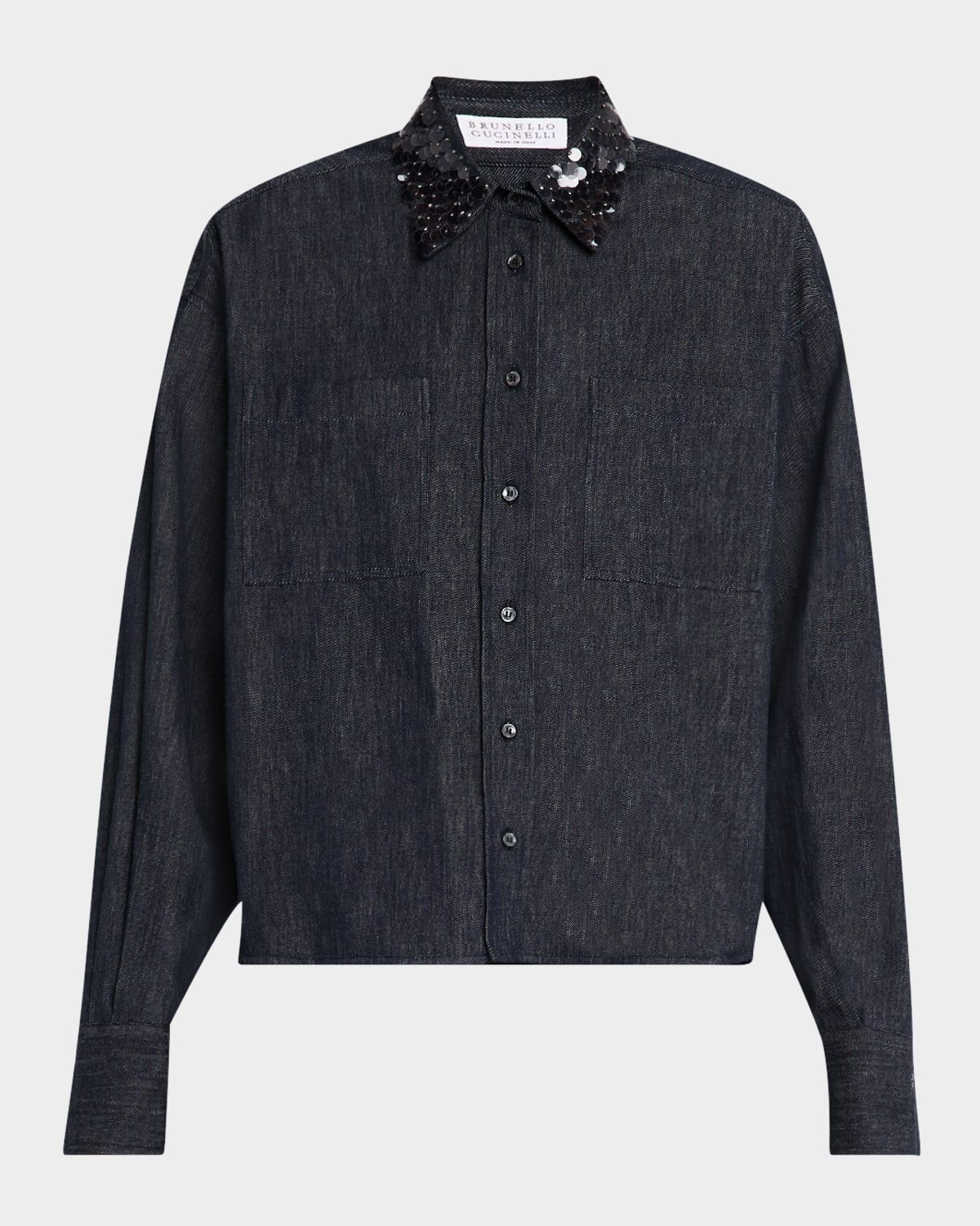 Sequin-Collar Blouse