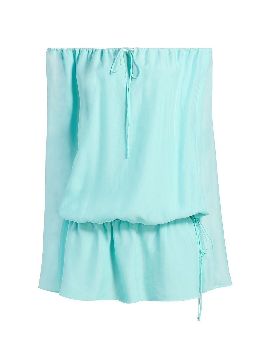 Women's Elina Off-The-Shoulder Chiffon Minidress - Aquamarine - Size XL