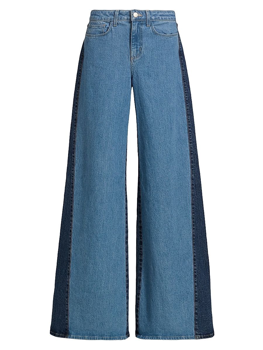 Women's Beau Two-Tone High-Rise Wide-Leg Jeans - Paso - Size 29