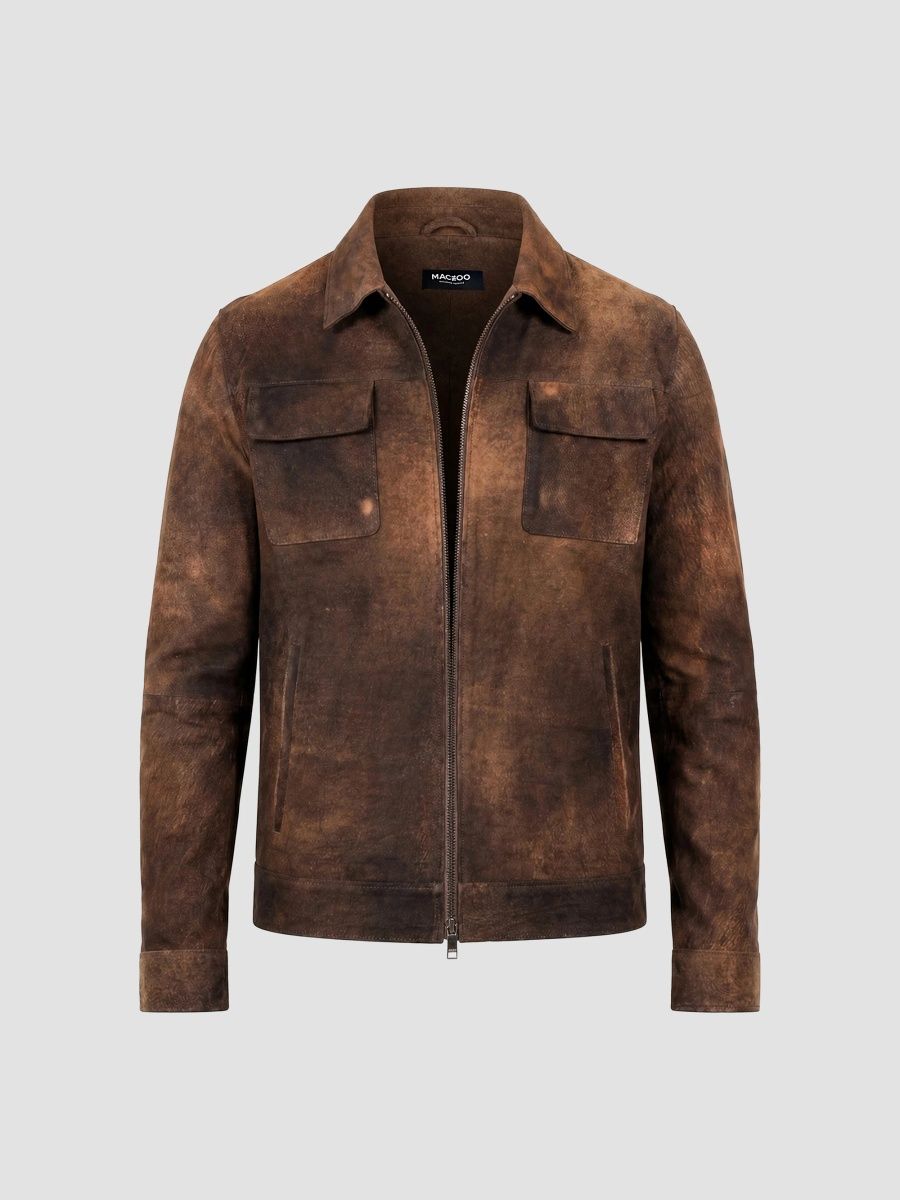 Maceoo Men's Leather Jacket - Brown - Size XL