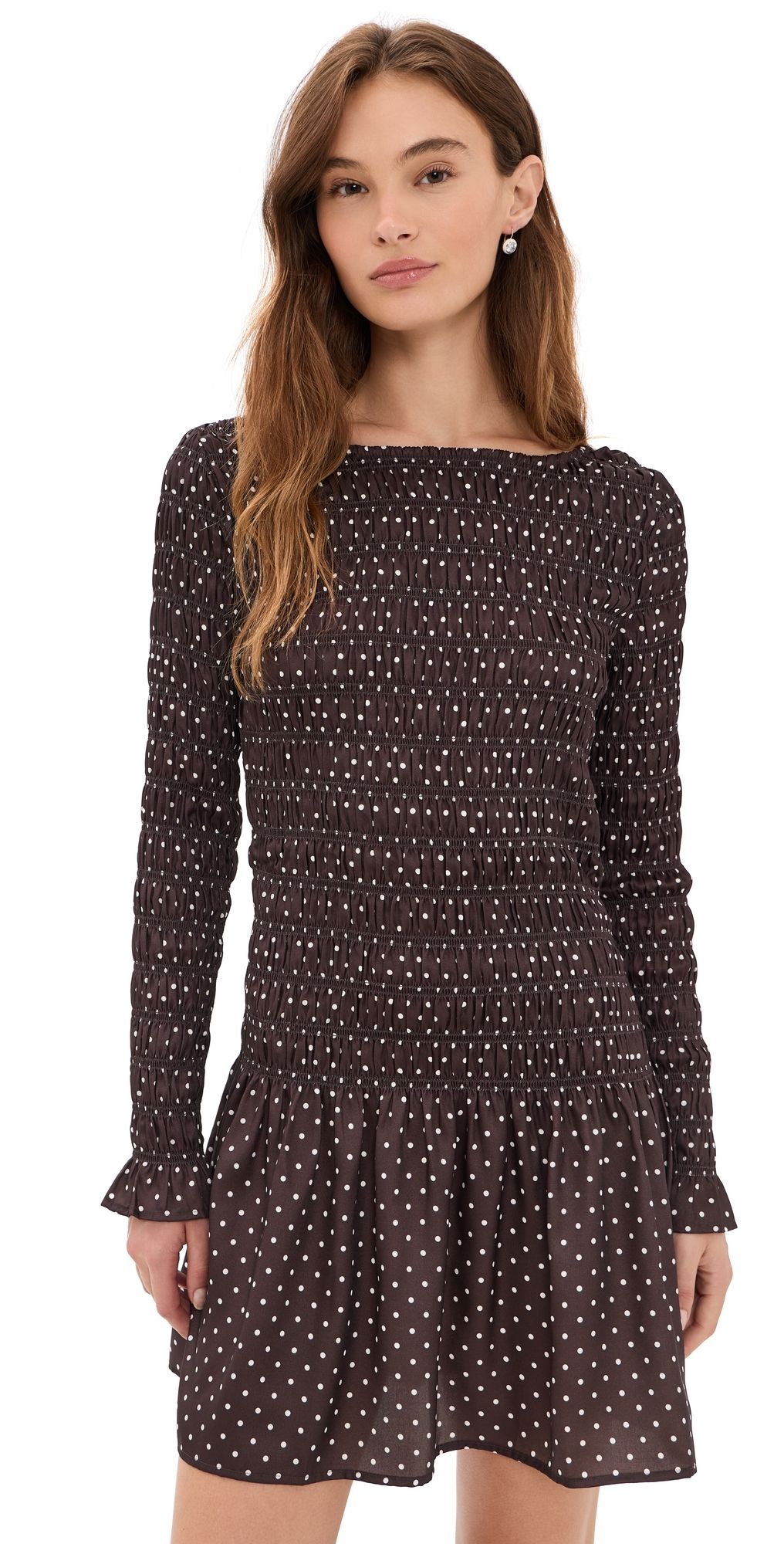 Hill House Home The Dalia Mini Nap Dress Lindsay Dot/Chocolate XL