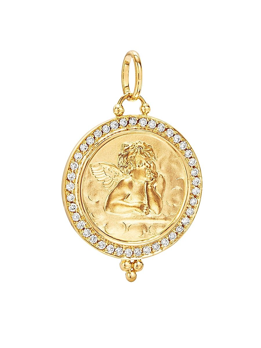 Women's Angel 18K Yellow Gold & Diamond Pendant - Yellow Gold