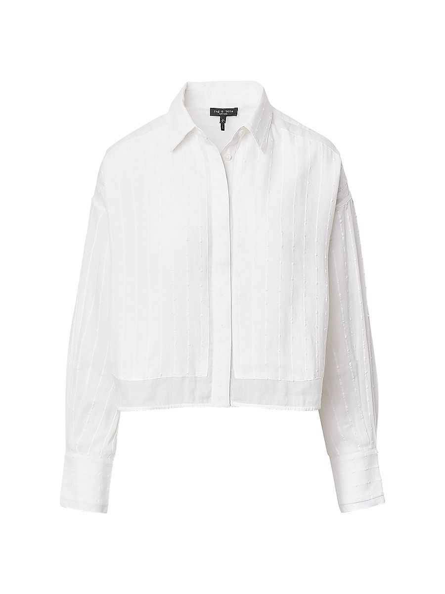 Women's Marin Long-Sleeve Combo Shirt - White - Size XS