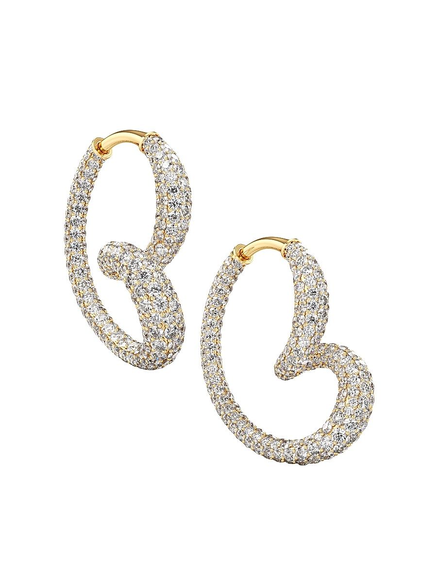 Women's Whirlwind 18K Yellow Gold & 4.80 TCW Lab-Grown Diamond Heart Hoop Earrings - Yellow Gold