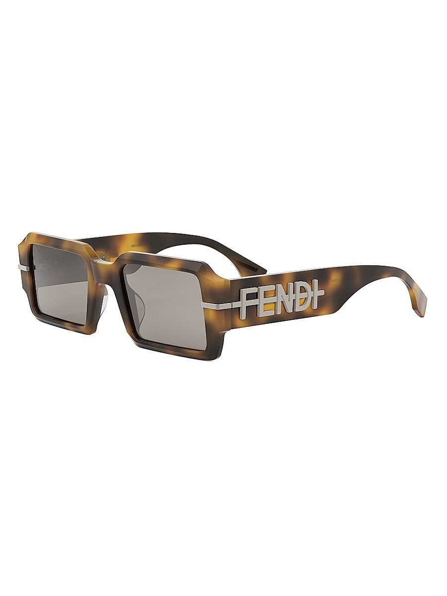 Men's Fendigraphy 52MM Geometric Sunglasses - Grey Havana