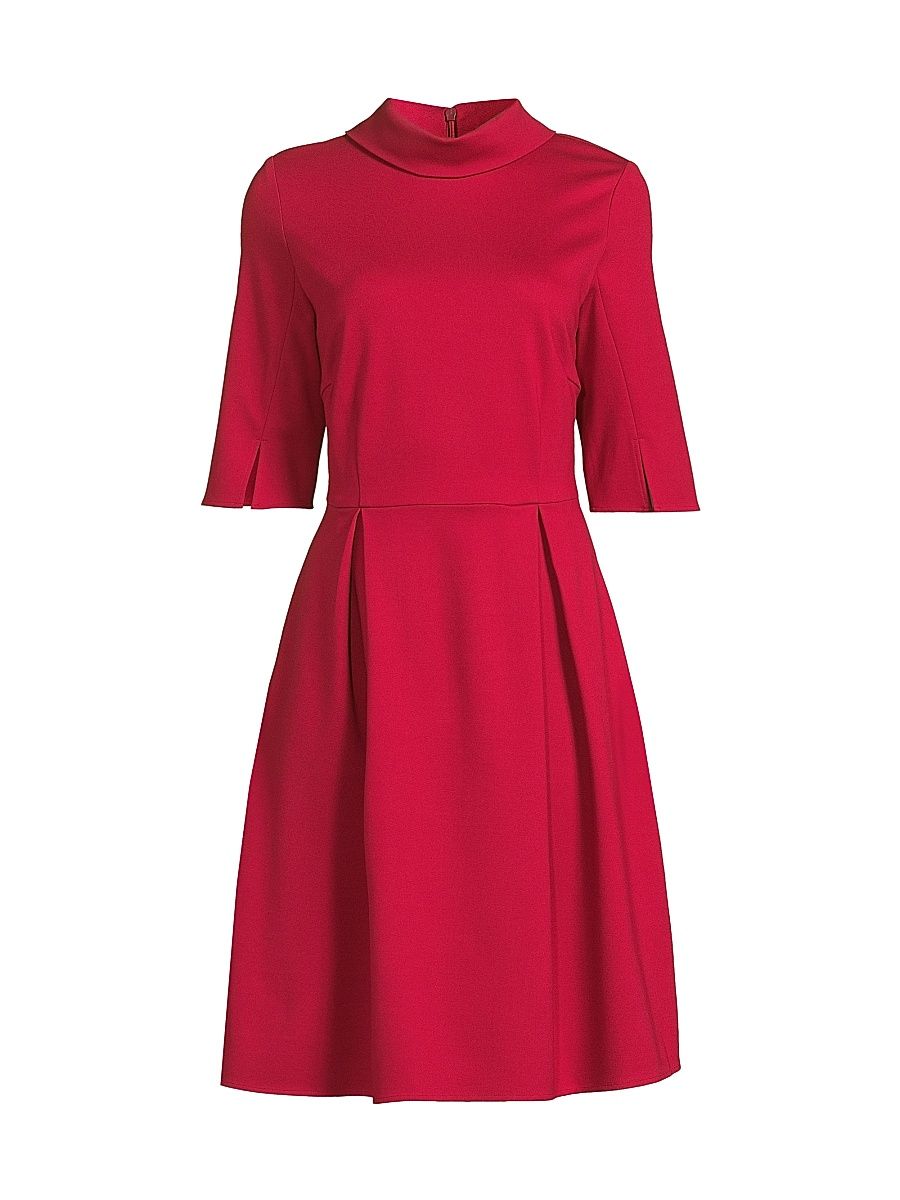Women's Pleated Stretch Knee-Length Dress - Scarlet Red - Size XXL